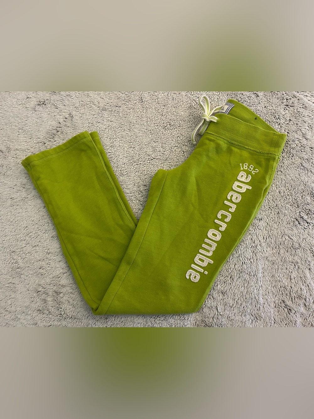 Older Abercrombie Kids Lime Green Logo Sweatpants M Y2K